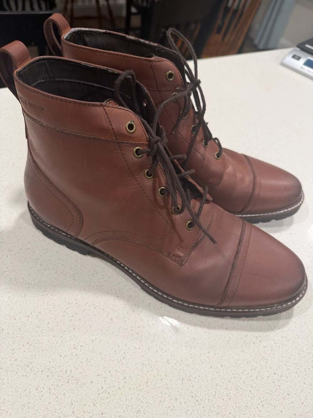 Cole Haan Original Grand Lug Boot Size 11 M Brown Leather Cap Toe